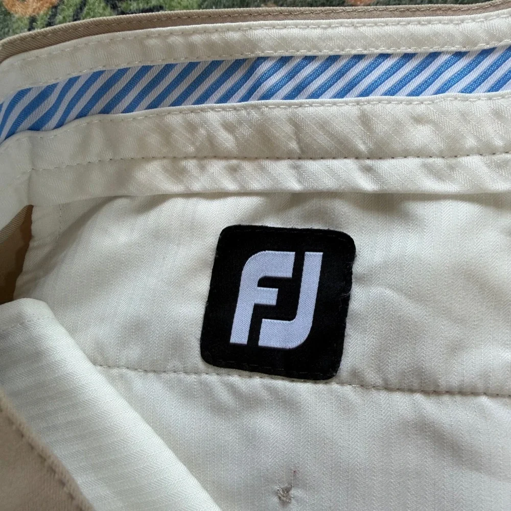 FootJoy Mens Performance Golf Pants Khaki Tan W40 L30 Stretch Flat Front FJ